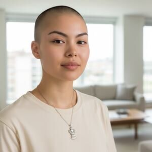 Sterling Silver Angel Pendant Necklace with Crystal Accents